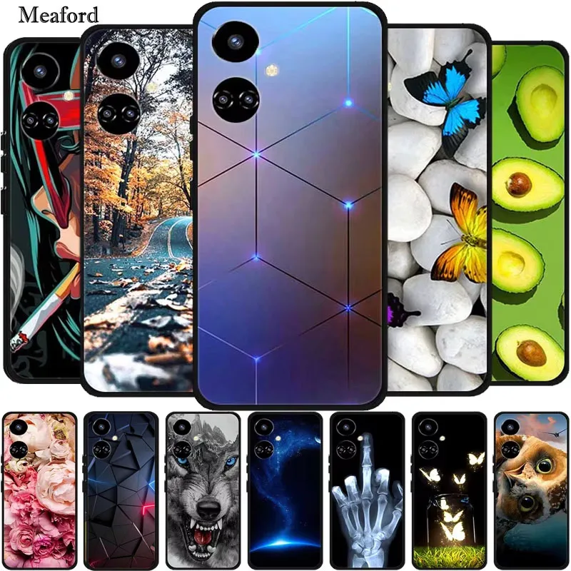 For Tecno Spark 9 10 20 Pro Phone Case Animals Silicone TPU Soft Back Cover for Tecno Spark9 Pro 9Pro Wolf Cartoon Bumper Coque