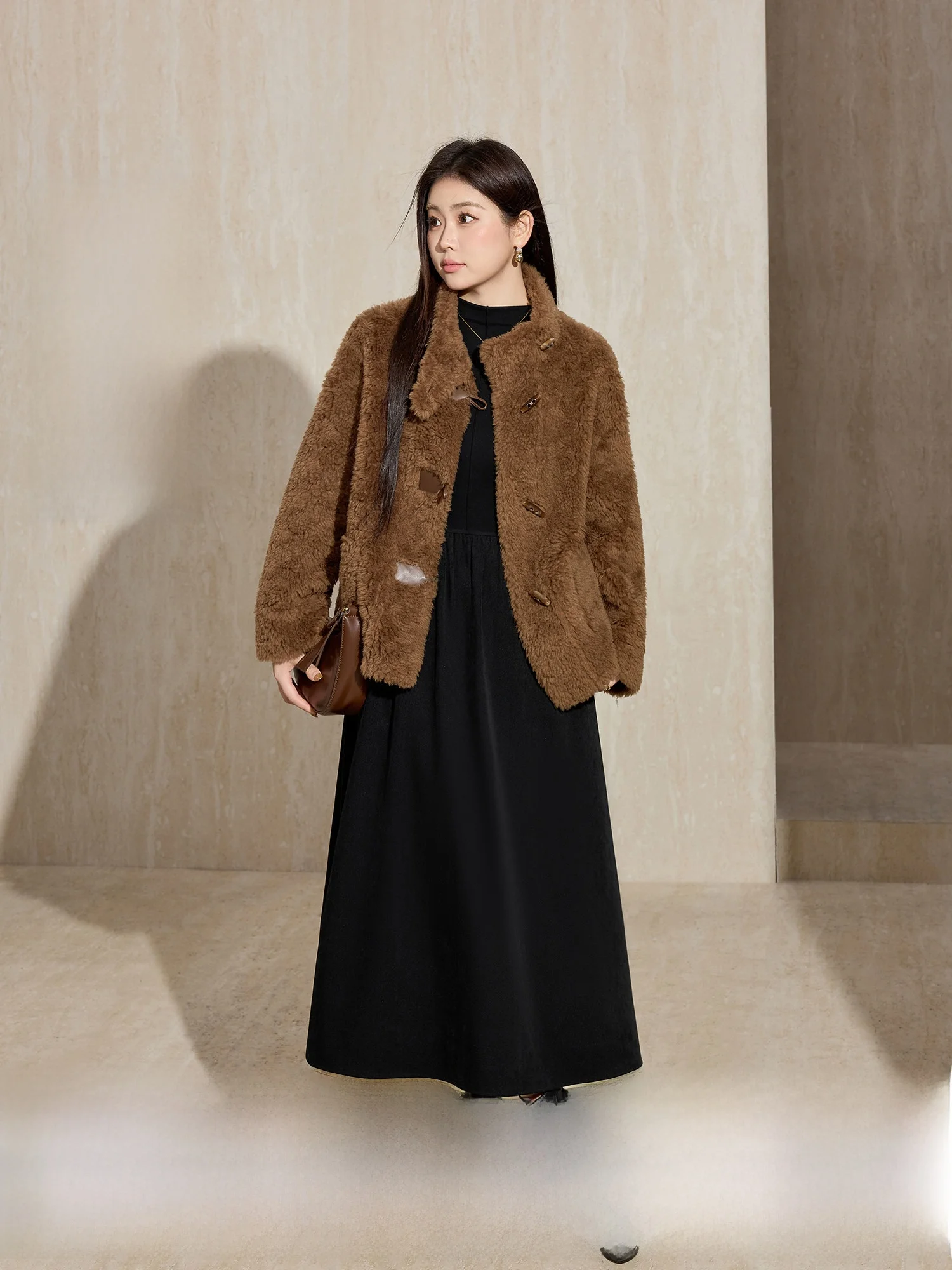 

Blue Language Large Size Stand Collar Windproof Warm Lamb Fur Jaet Women's Winter New Sle eep Scissors Fce Particle ...