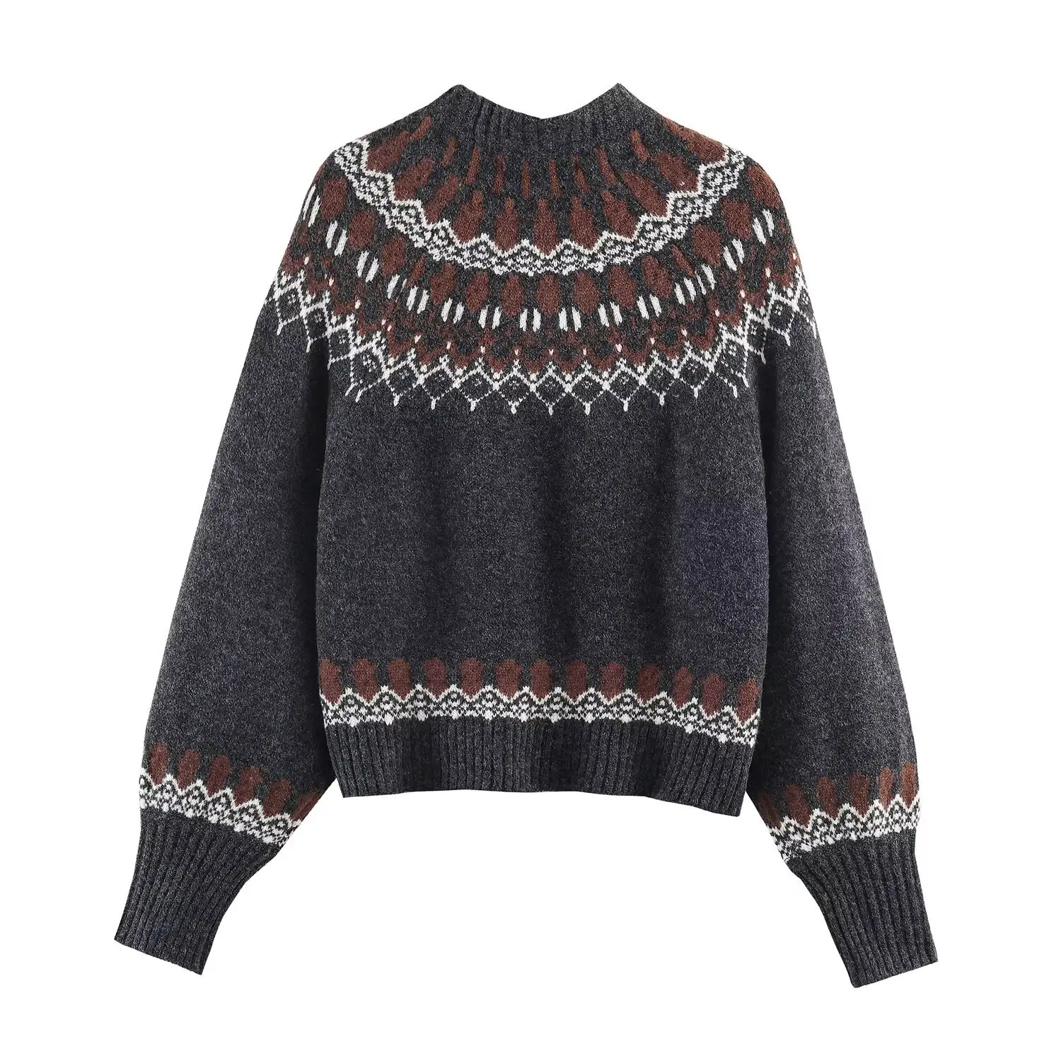 Fashionable casual jacquard knit sweater   JP98