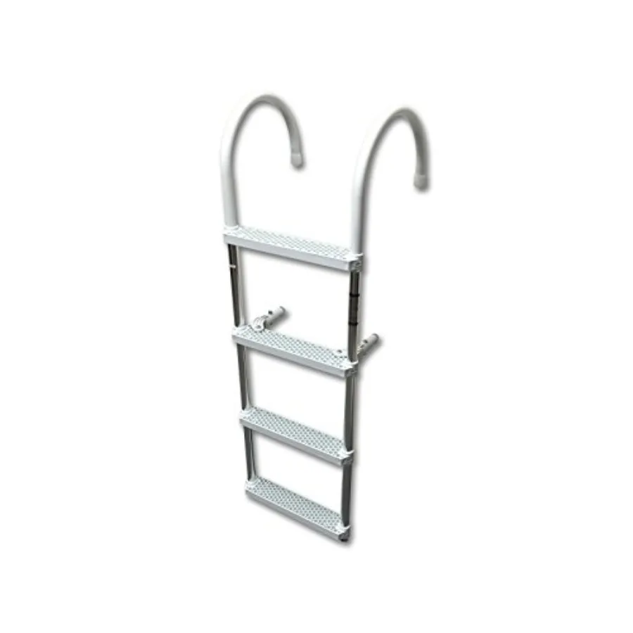 

Marine Boat Aluminum White POLYETHYLENE Swim Boarding 4 Steps Ladder Hook 46X15