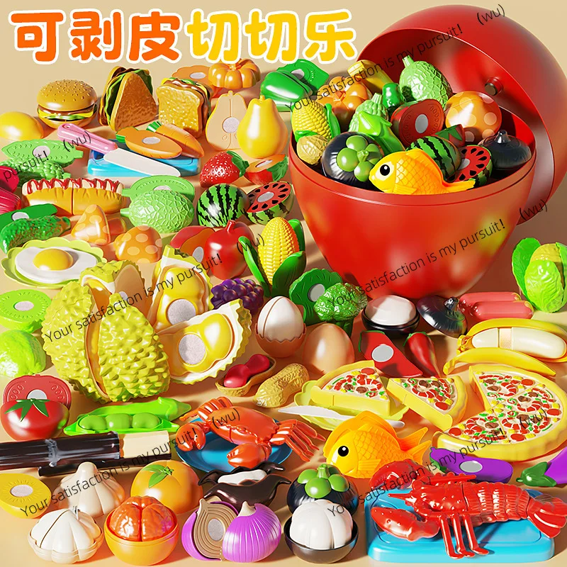 for Christmas Apple Storage Box Kids Pretend Play Fruit Cutting Toy Peelable Simulation Durian Vegetable Fruit Playset