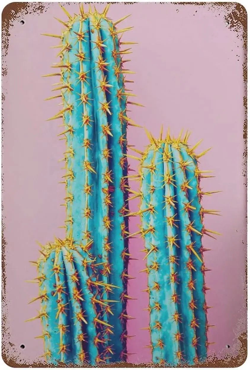 Succulent Wall Sign Metal Tin Sign Cactus Antique Tin Sign Rustic Wall Decor Vintage Tin Sign Wall Art Retro Advertising Metal T