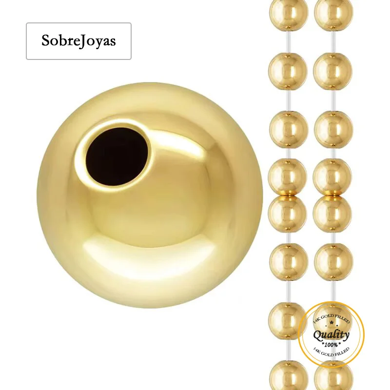 

14K Gold Filled Round Beads 2-10mm Seamless Bead Gold Beads for Jewelry Making DIY Accessories Gold Jewelry Findings Seed Beads