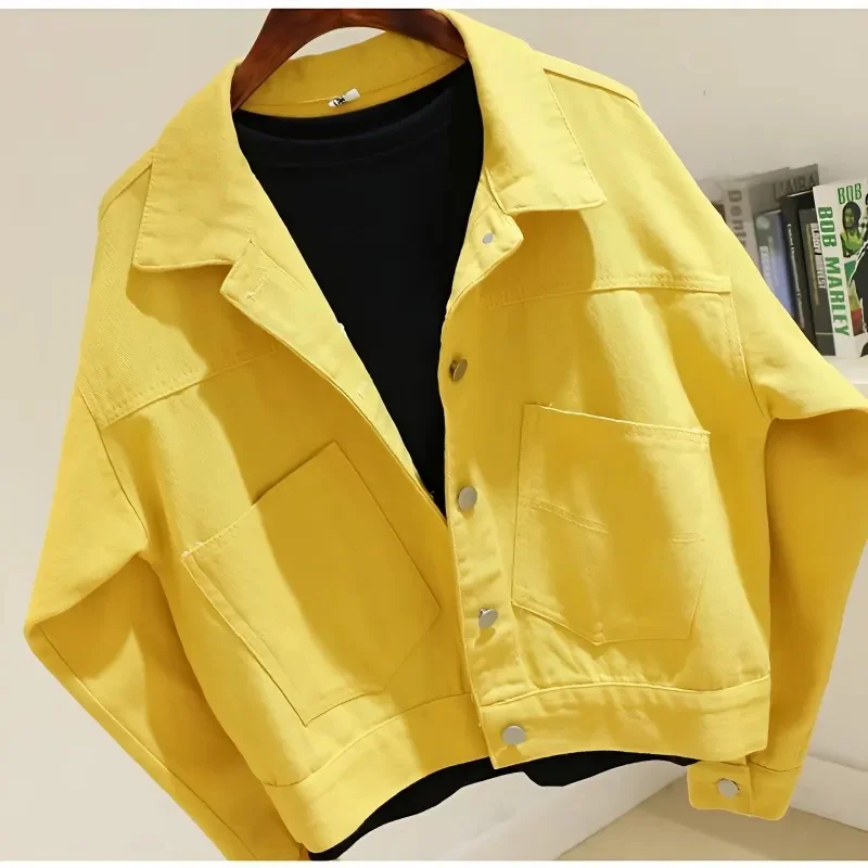 Korean Women Solid Color Jeans Outwear Ladies Fashion Short Cowboy Coat Spring Autumn Female Thin Style Denim Jacket