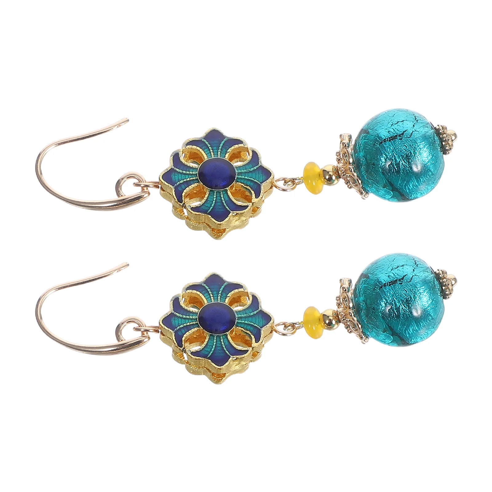 

Chinese Style Earrings Elegant Cloisonne Alloy Ear Decor Bright Colors Unique Design Christmas Drop Bohemian Glass Women