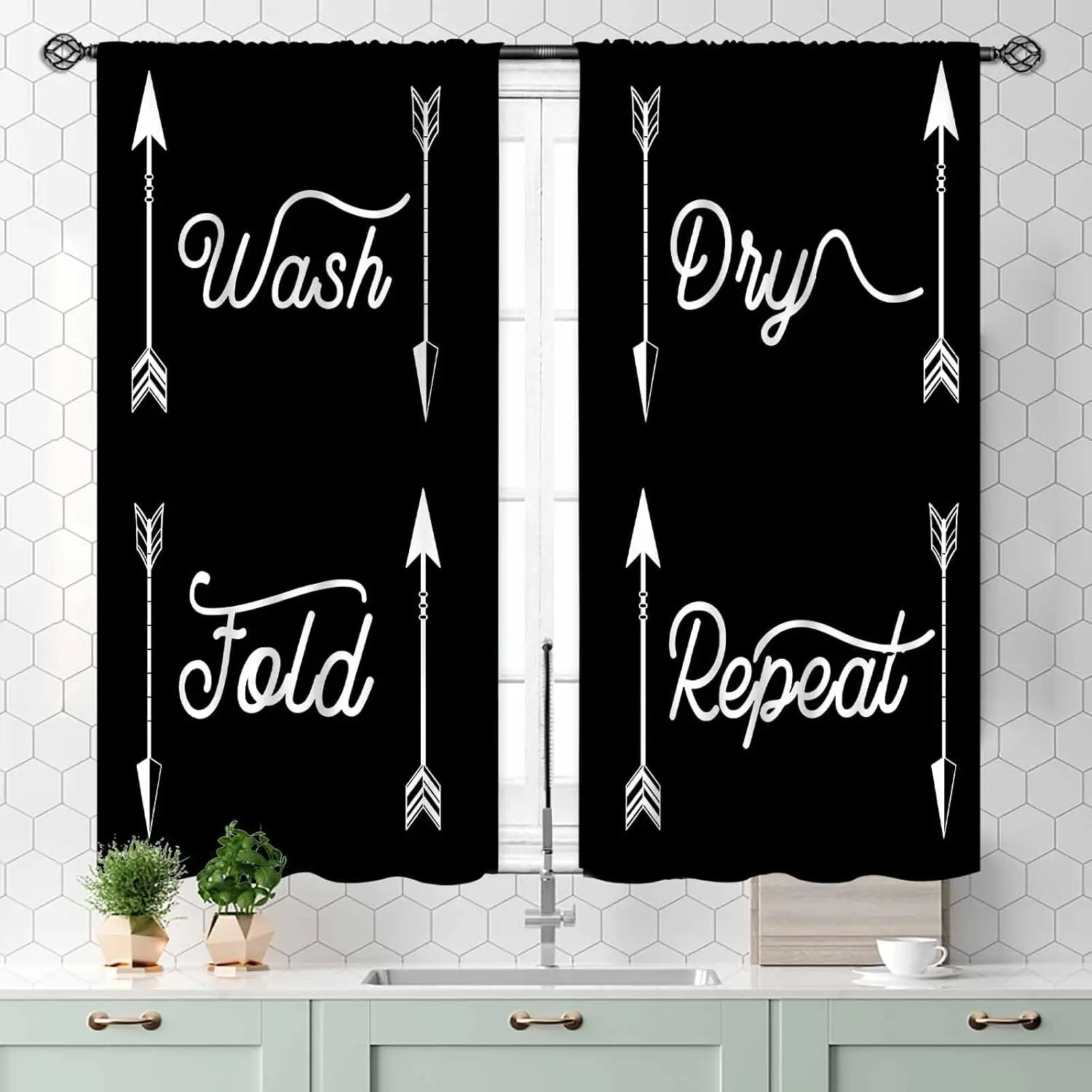 

Шторы для прачечной, черно-желтые, с карманами для штанги, в стиле рустикальный фермерский дом, для прачечной, с надписями, для декора