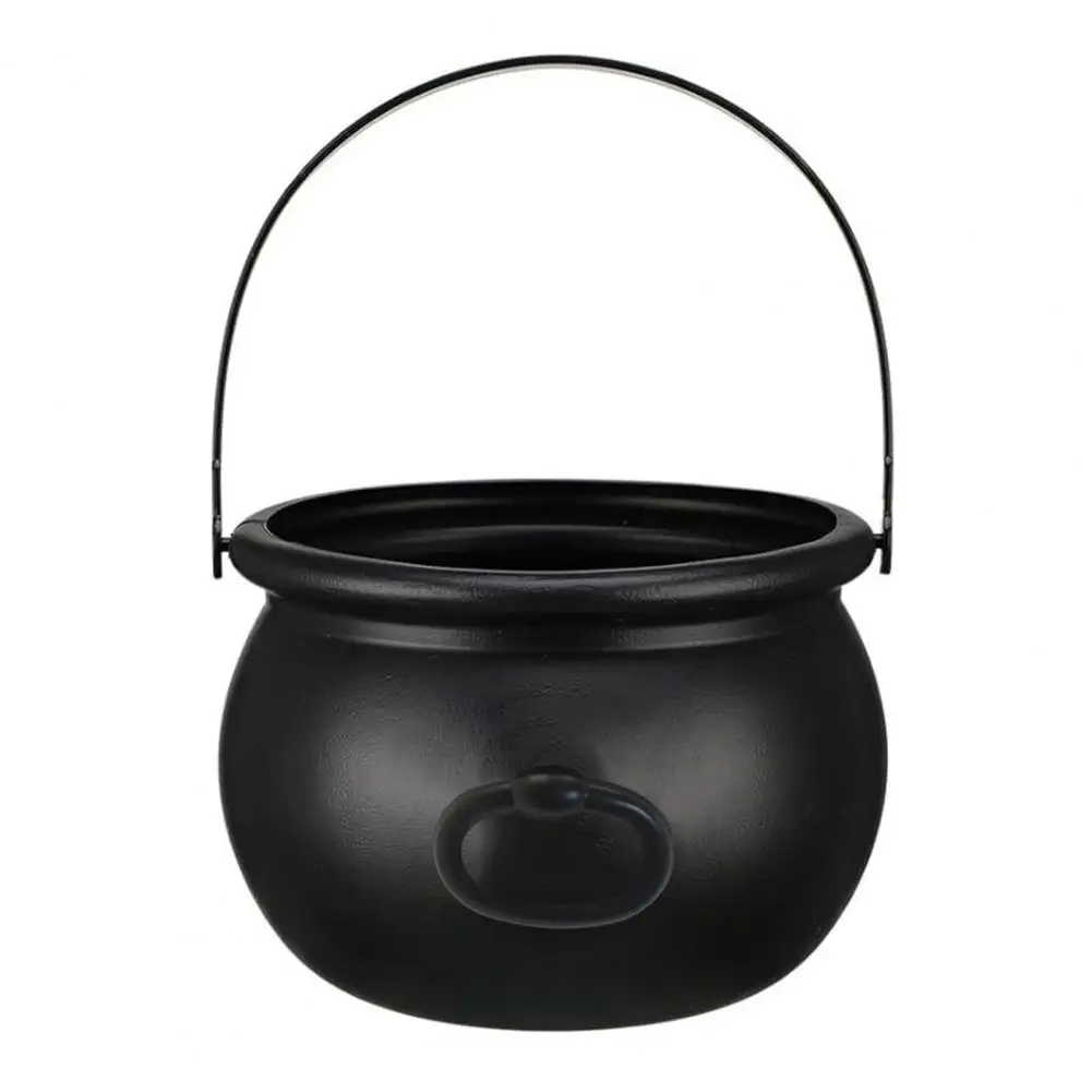 Halloween Cauldron Spooky Halloween Witch Cauldron Black Plastic Kettle Candy Holder for Party Decor Favors Trick-or-treat