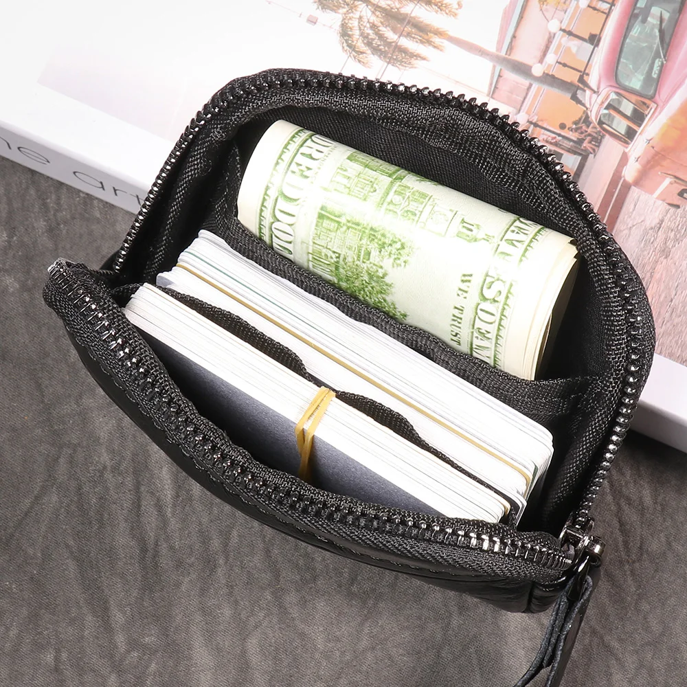 LUOKIR Simple Coin Bag Leather Coin Purse Ladies Soft Leather Zipper Pouch Large Capacity Wallet Cowhide Card Holder