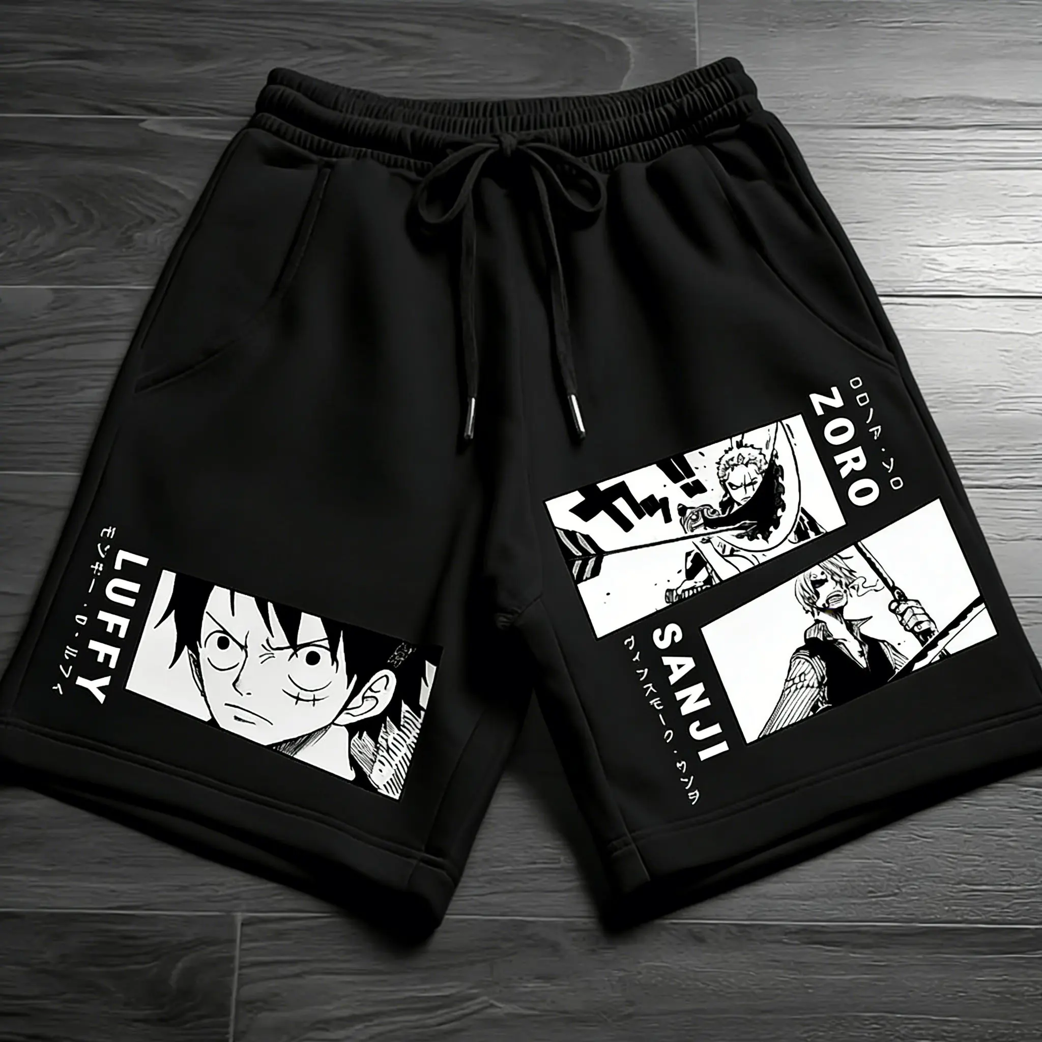 

Мужские шорты из хлопка с принтом One Piece (Луффи, Зоро, Санджи), летние повседневные шорты-джоггеры для пляжа, новинка 2026 года