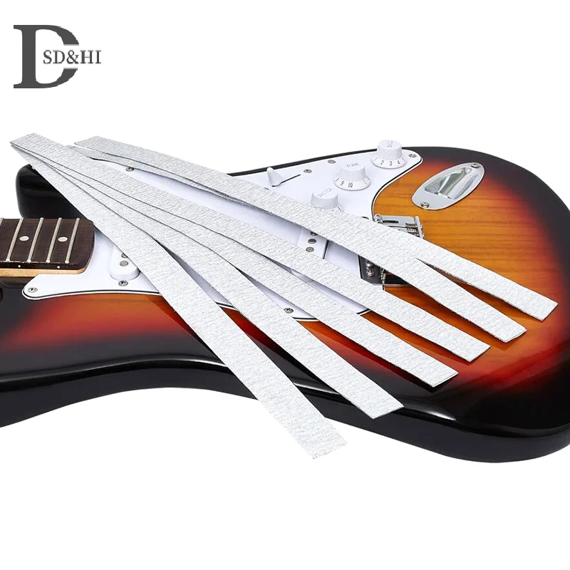 

Набор инструментов для выравнивания струнных пазов гитар (1 комплект) с 6 шт. наждачной бумагой, серебристый алюминий, аксессуары для музыкальных инструментов