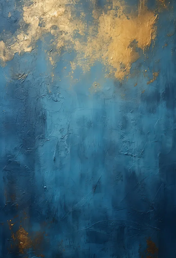 Mehofond抽象的なビンテージグランジウォールの背景、子供の誕生日、ポートレート写真、ゴールドとブルー、コンクリート石のグラデーション