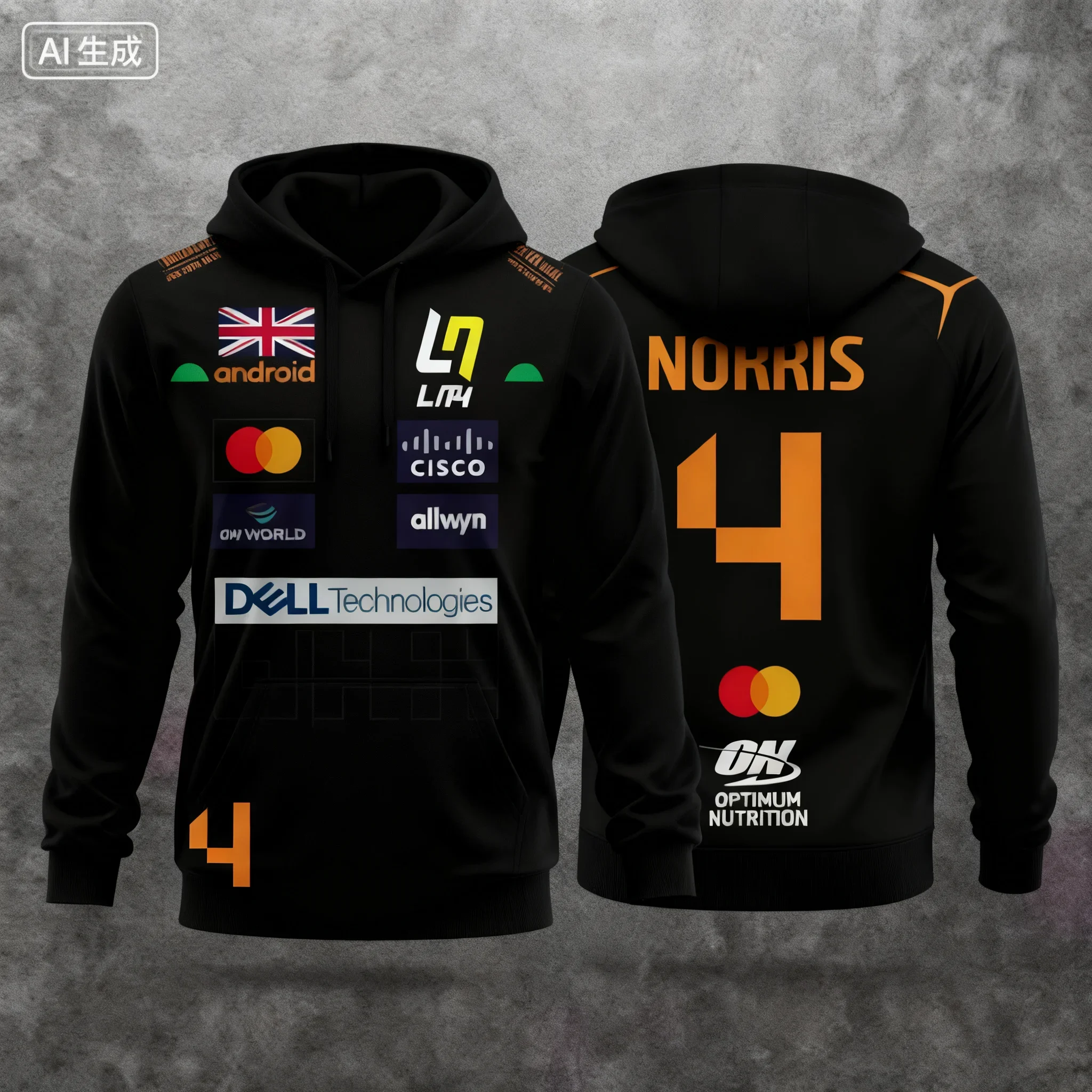 Lando Norris Otoño/Invierno 2025 Nueva colección La combinación perfecta de sudaderas con capucha de estilo de carreras y ropa para deportes extremos