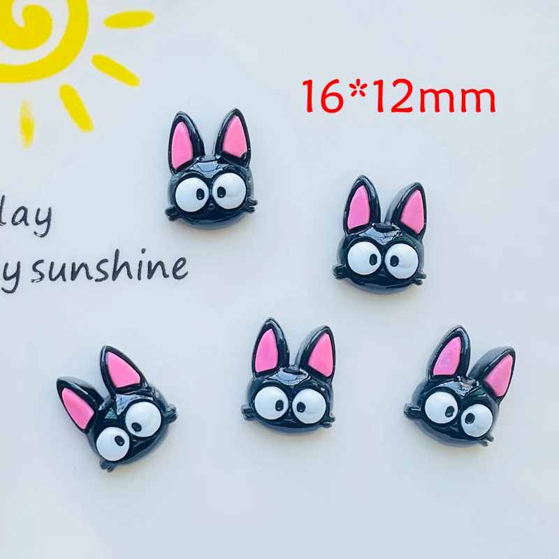 Mini horquilla de resina para manicura, accesorios de decoración de 30 piezas, Kawaii, Animal de dibujos animados, gatito negro, joyería Diy