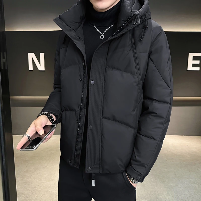 

Men's Short Hooded down Jacket 2025 Winter Thickened Warm Fashionable High-End Feeling Coat Stylish Brand Modern Style Polyes...