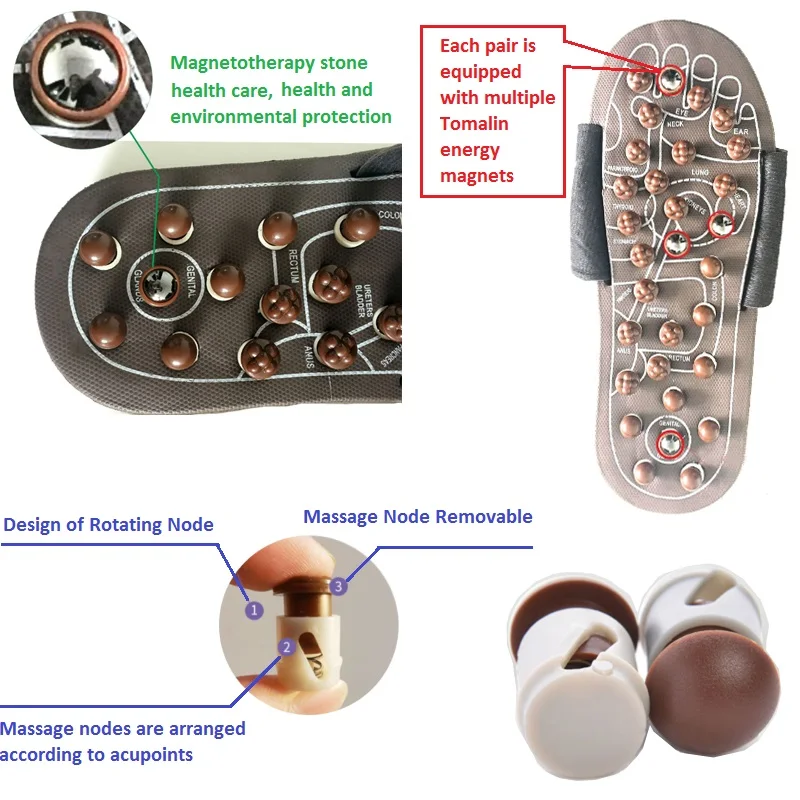 Foot Massage Acupuncture Slippers Acupoint Activation Reflexology Spring Magnetic Therapy Relieve Foot Pain Meridians Arthritis