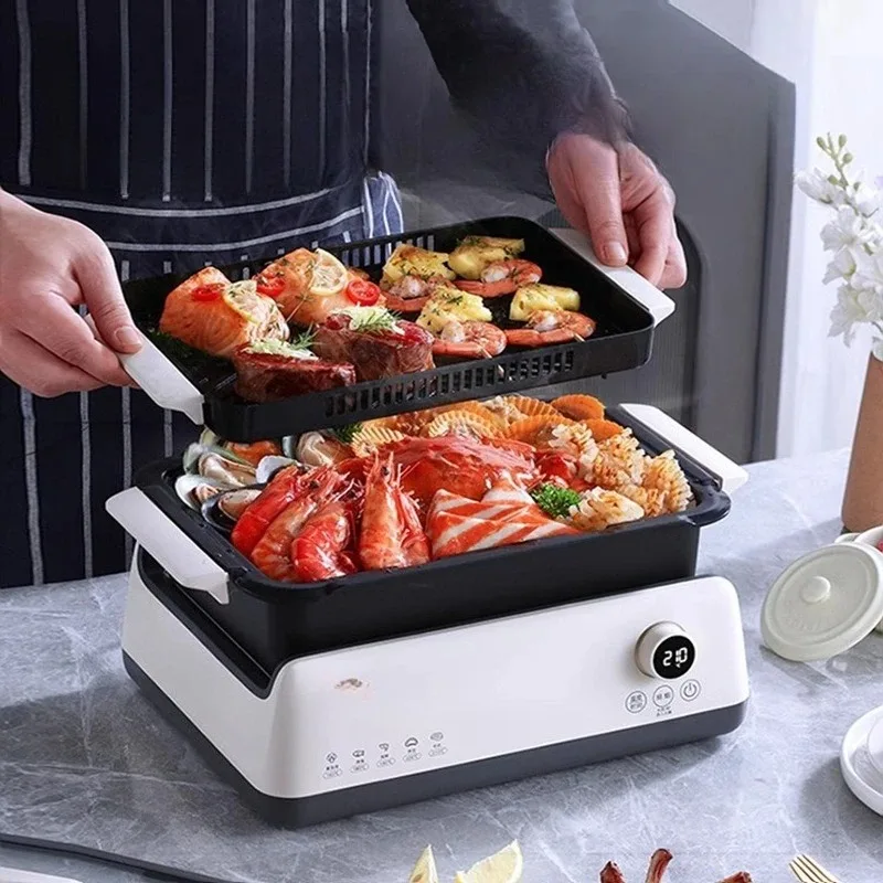 

skewer machine smokeless electric baking pan household barbecue oven multi-functional cooking pan integrated barbecue pan