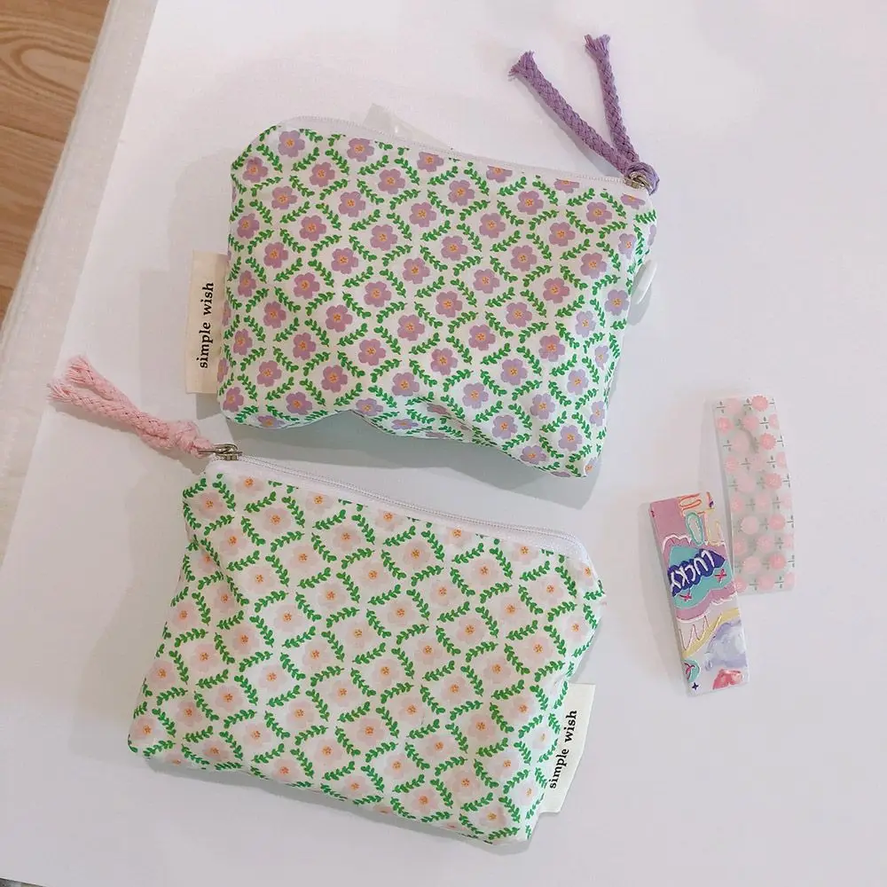 Monedero con cremallera, bolsa de maquillaje Floral, pequeña bolsa de cosméticos de flores, bolsa de maquillaje, organizador de viaje