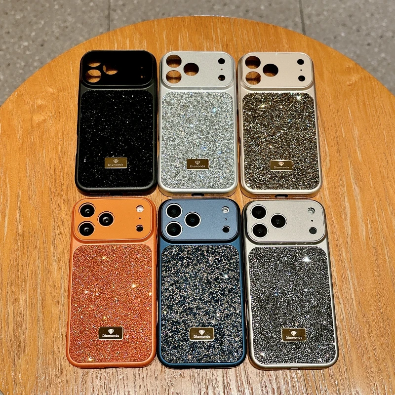 Kamera-Schutzhülle mit Glitzer für iPhone 17 16 15 14 13 Pro Max Air, Robuste Stoßfeste PC-Handyhülle für Mädchen