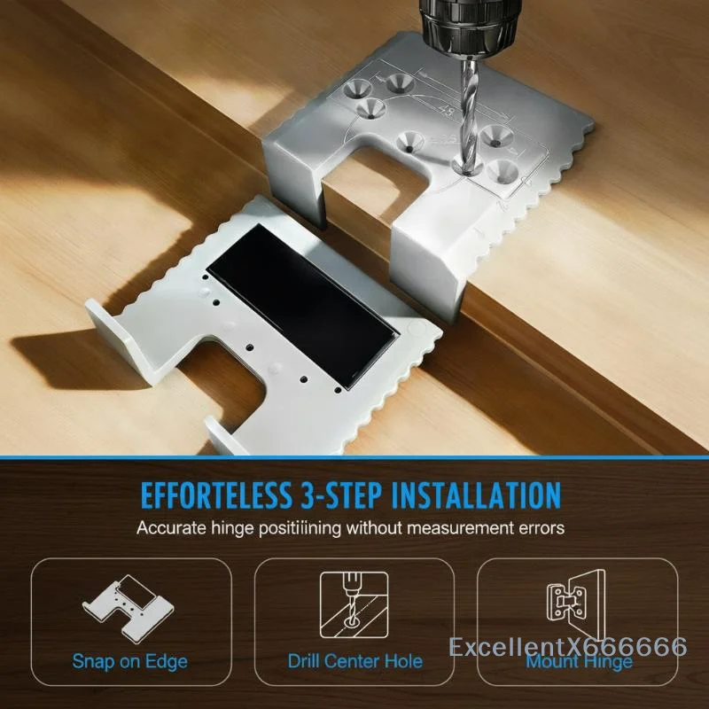 Cabinet Hinge Hole Positioner Durable Installation Fixing Plate Multi-functional Tool for DIY Furniture Assembly Door Fitting W