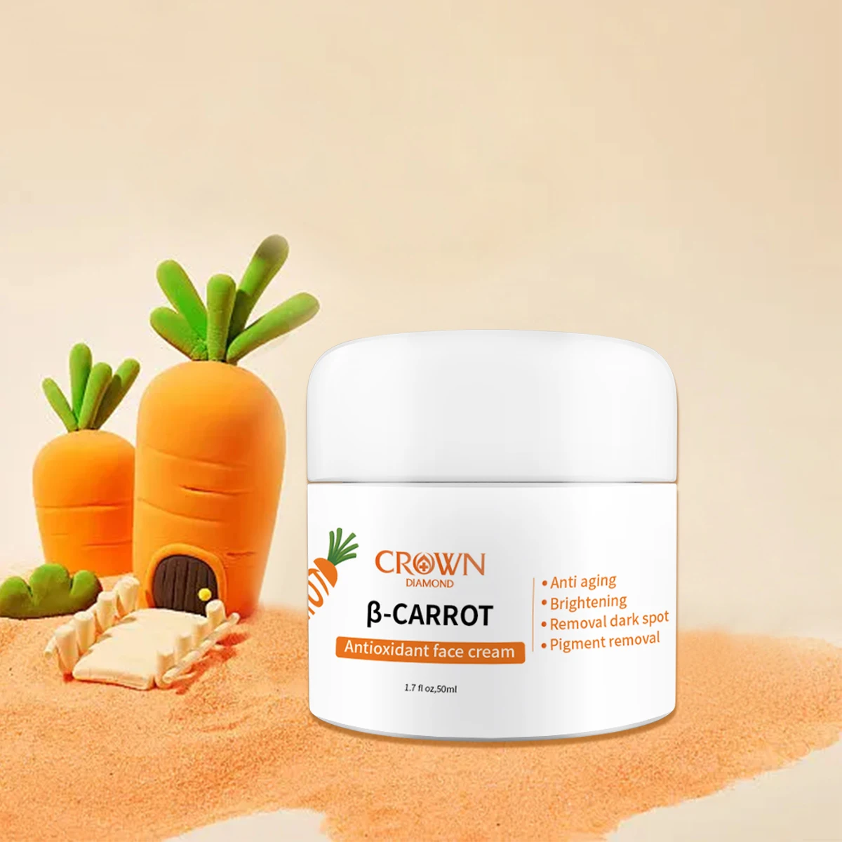 β Carrot Face Cream Kojic Whitening and Brightening Inhibiting Melanin Anti-aging Acne-removing Facial Skin Care Products 50g