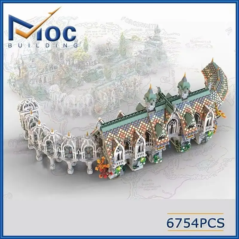 MOC Building Blocks Classic Movie Scene Rivendell Ingress Gate Model DIY Assemble Bricks Creative Toys Collection Display Gifts