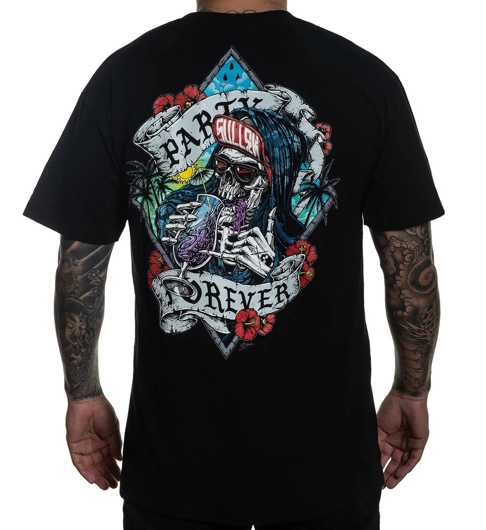 Sullen Men's Party Forever Short Sleeve Standard Tee Black High-end Luxury Unisex Style Both of Men and Women