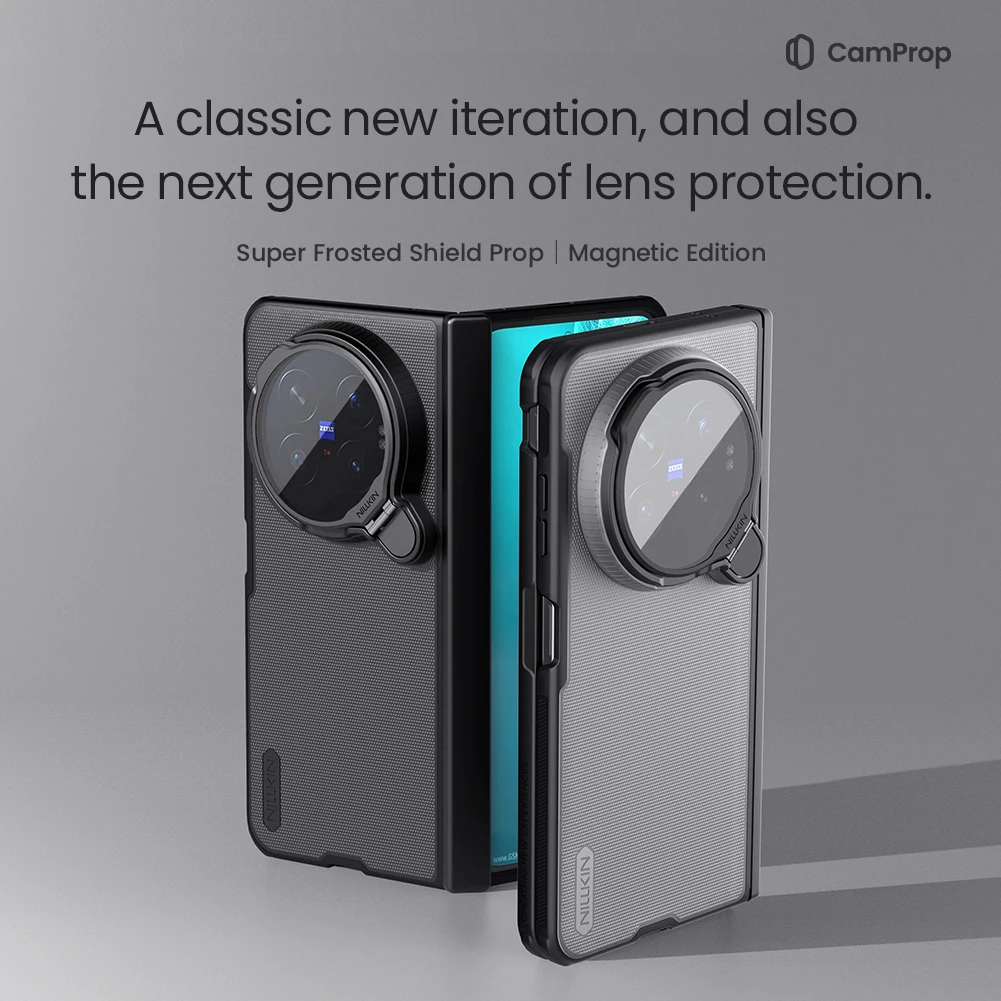Nillkin For VIVO X Fold 6 Magnetic Case Soft TPU Super Frosted Prop Camera Protector with Stand Hard PC Protection Cover Case