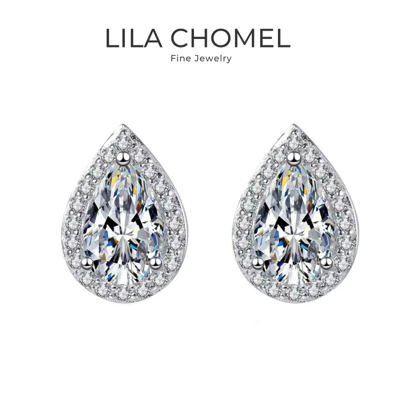 Girl Birthday Gift 18K White Gold Women Wedding Stud Earrings 1/2CT Moissanite Diamond PT950 Platinum Valentine's Day Jewelry