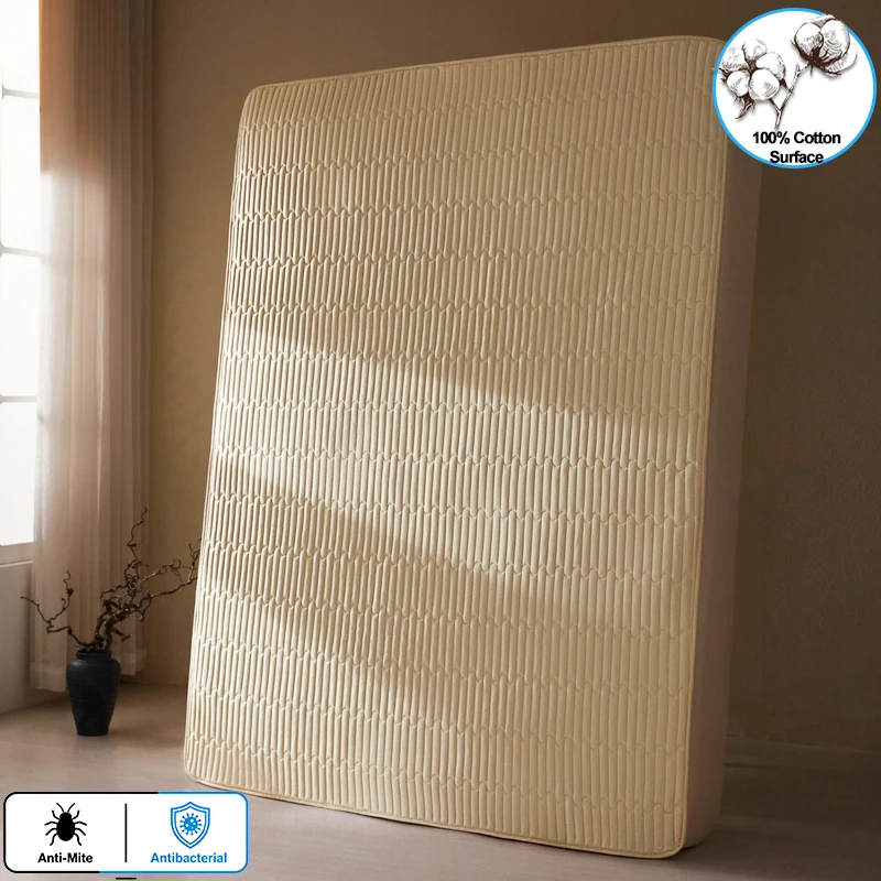 100% Cotton Surface Mattress Protector, Quilted Anti‑Mite Antibacterial Fitted Mattress Cover, Soft Breathable Silent Cover