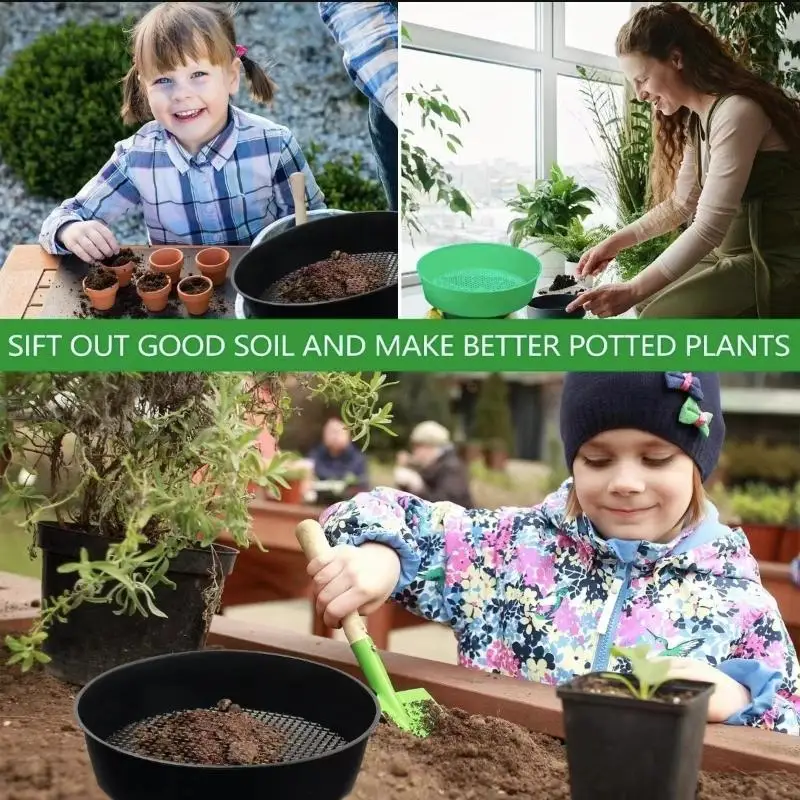 Plastic Soil Sieve Portable Rustproof Filter Mesh Efficient Soil Stone Sifting Tool for Backyard Garden Potting Work