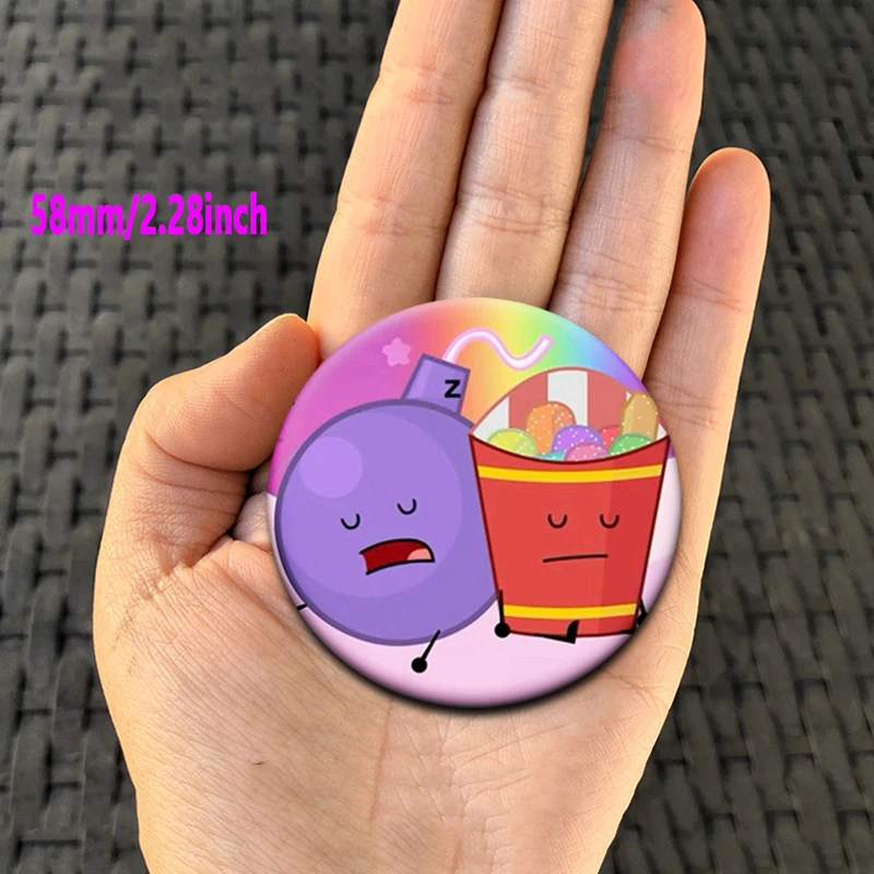 32/50/58mm Anime Inanimate Insanity Character BFDI Memes Soft Button Pin Creative Badge Brooch for Backpack Clothes Decoration