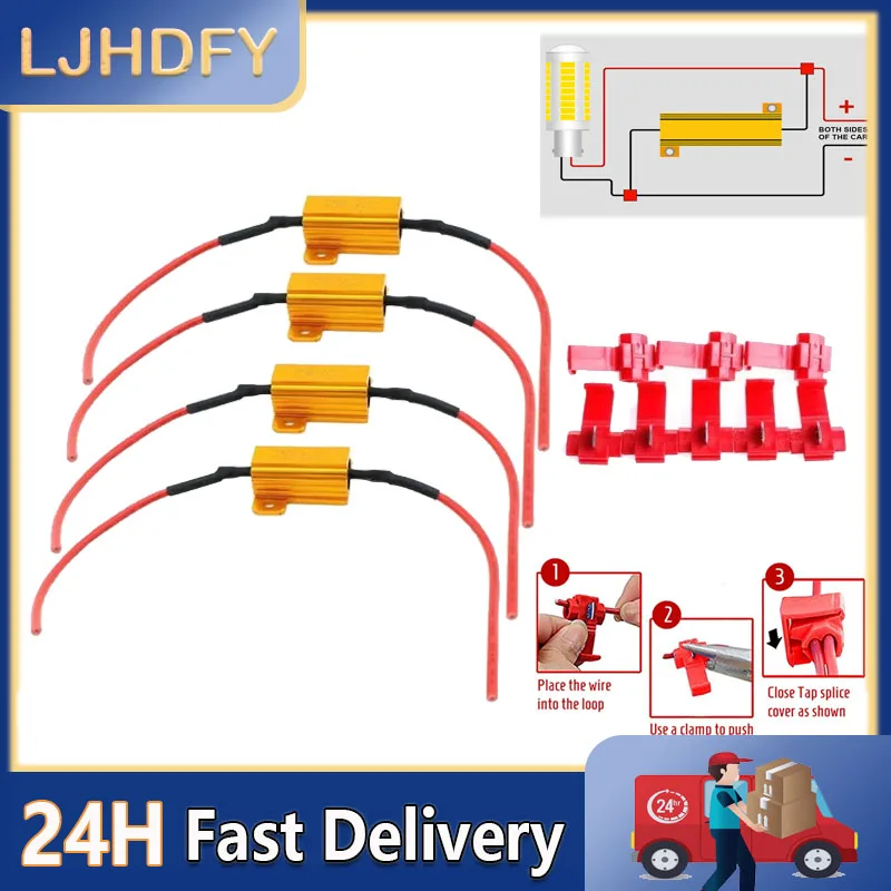 4pcs/set LED Car Light Resistance 25W 6/8/10/25Ω Load Resistors for Turn Lantern License Plate Lamp Universal Auto