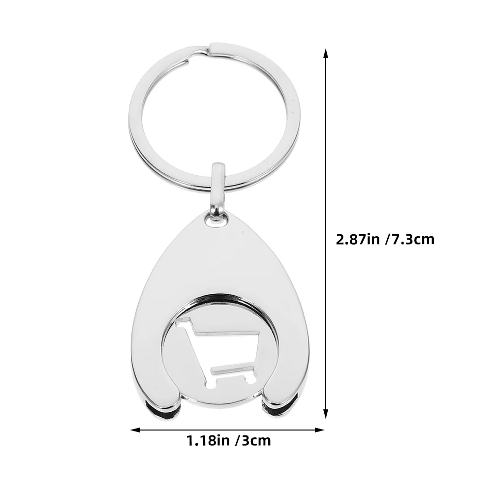 Token Keychain Shopping Trolley Opener Portable Openers Cart Pendant Metal Tokens Ring