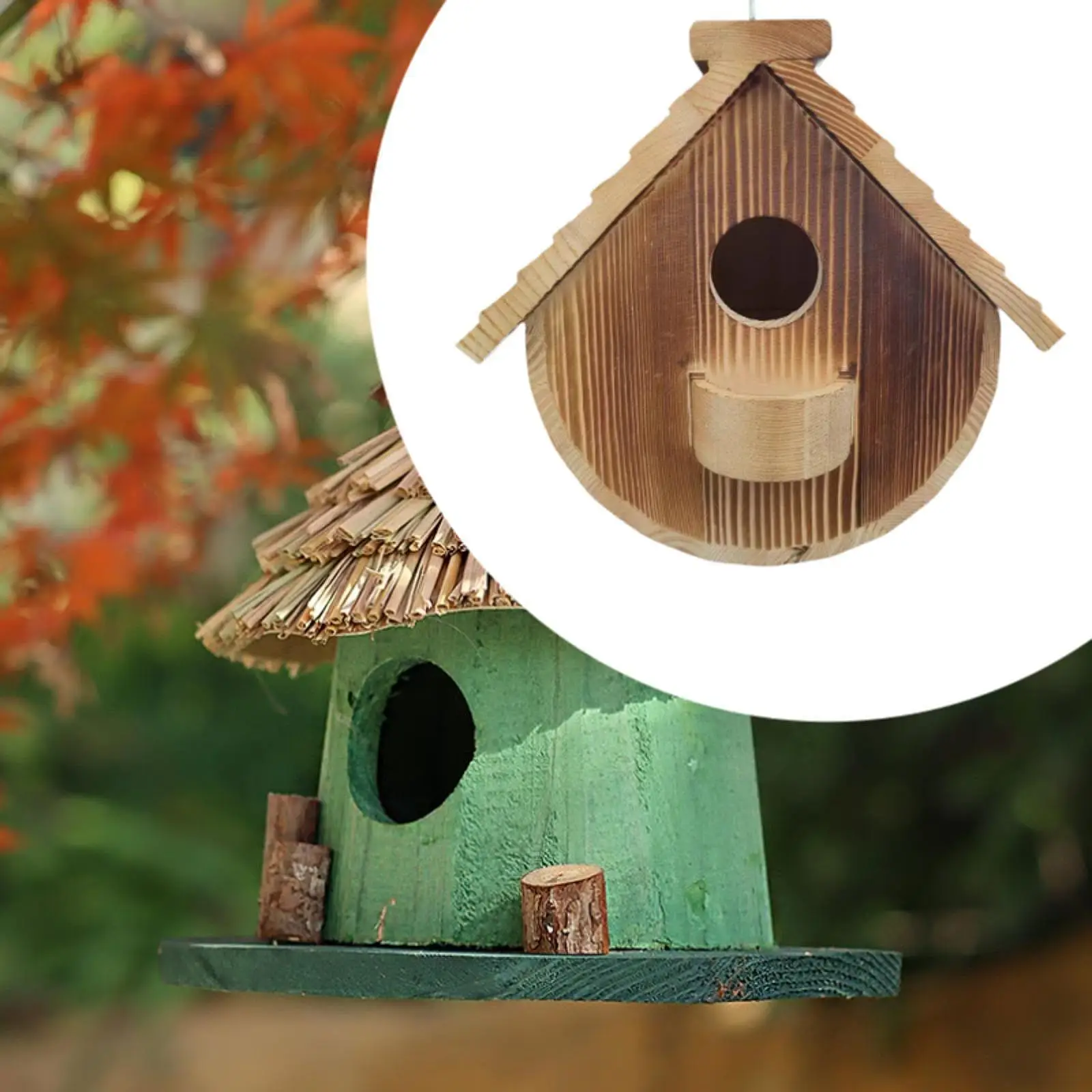 Wood Bird House Hanging Eaves Bird Nest Birds Cottage Bird Hatching House for