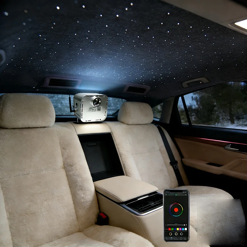 

kit Bluetooth APP Twinkle Optic Fiber Lights Control Starry Car LED Light Kid Room RGBW 32W WAPP new RF lamp Fiber Star ceiling