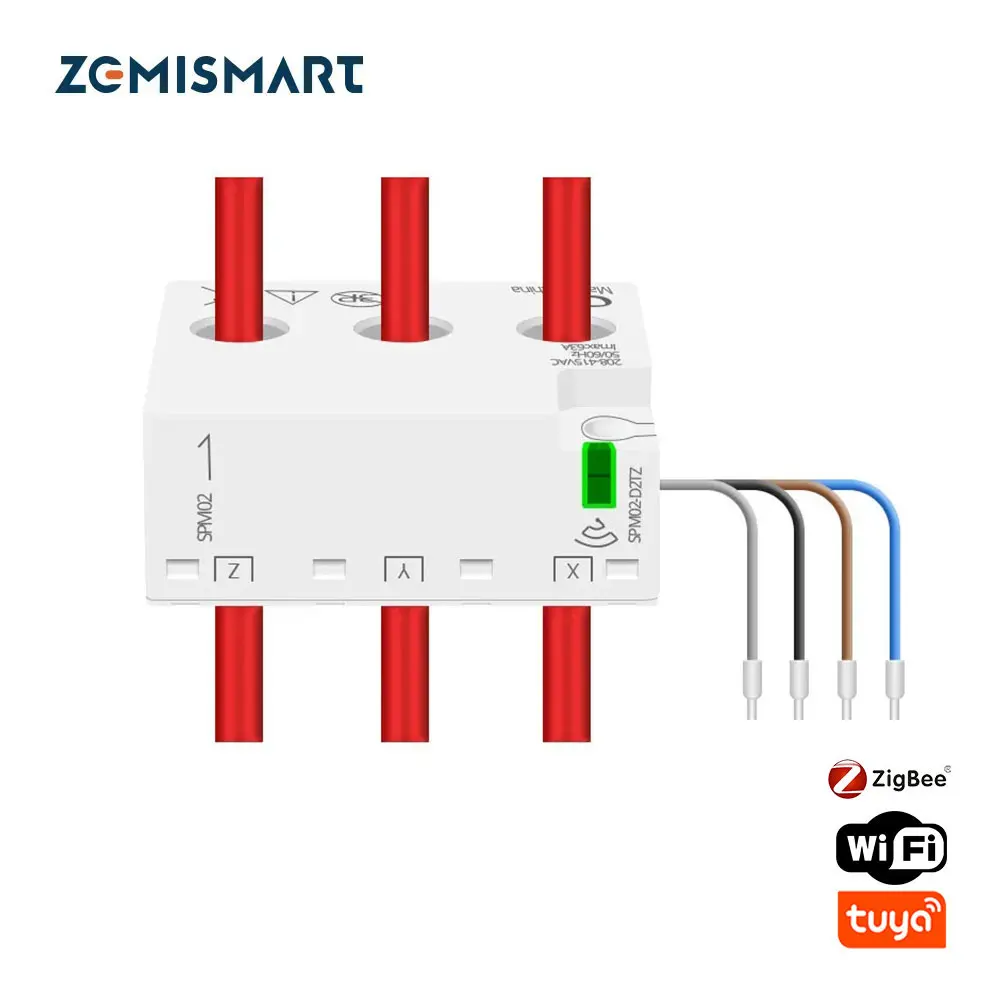 Zemismart Zigbee WiFi Tuya Smart Energy Meter 3 Phase Power Monitoring Real-time Measure Consumption 63A Smart Life App Control