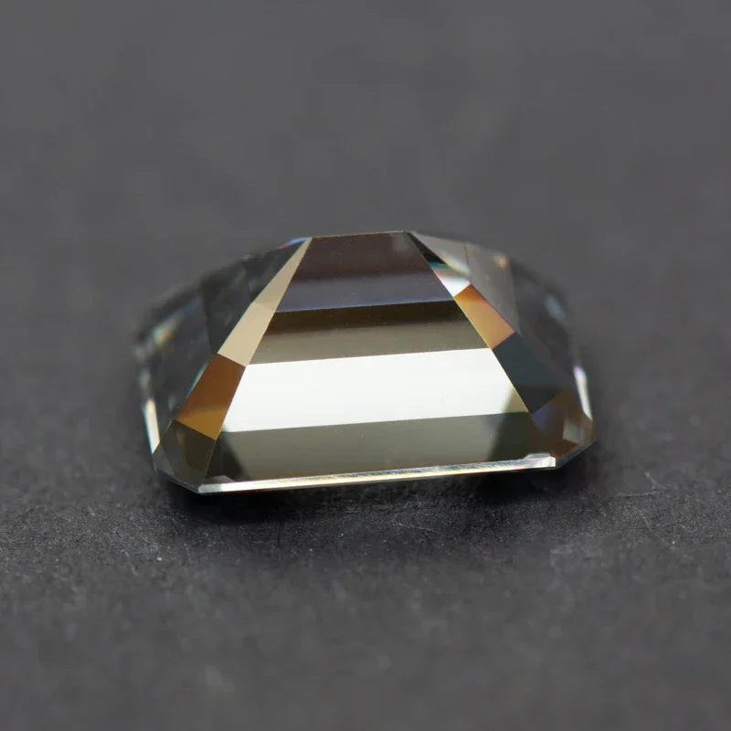 Moissanite Emerald Cut Gray Color Gemstone Lab Grown Diamond for Charms Jewelry Making Materials with GRA Certificate