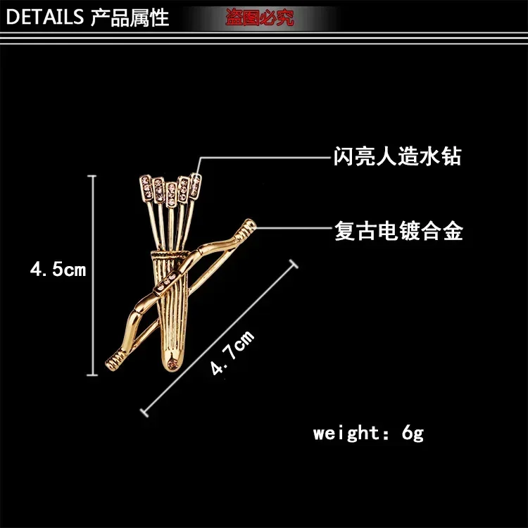 Retro Bow and Arrow Barrel Badge Brooch Men\'s Brooch Dress Pin Fashion Business Casual Jewelry