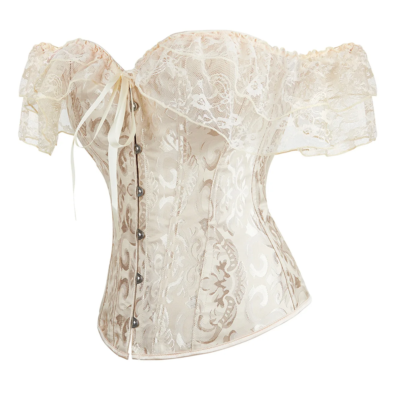 Bustier victorien médiéval Renaissance avec manches en dentelle, haut corset steampunk, classeur de poitrine, lingerie, habillage d'Halloween, grande taille 6XL