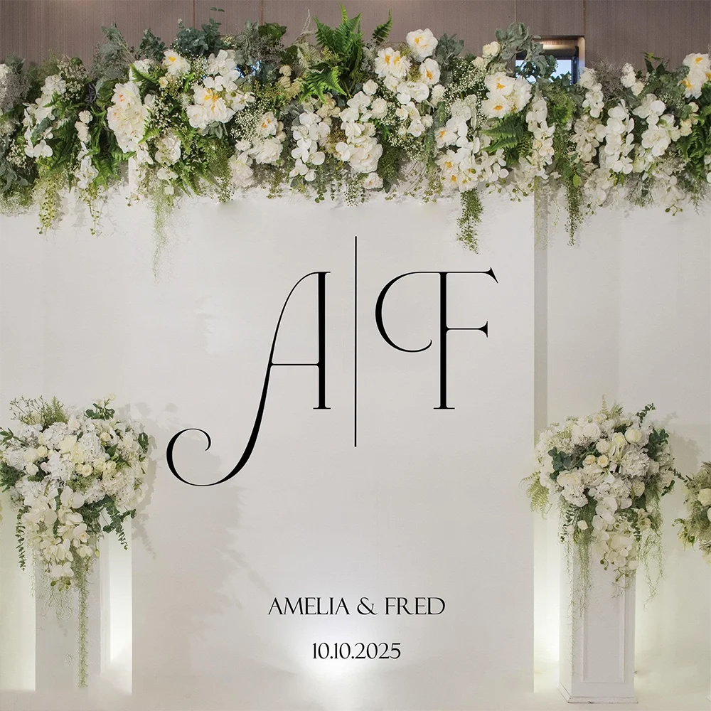 Wedding Monogram Custom Decal | Reception DIY Decor | Party Decoration | Initials and Date Sign Sticker | Personalized Bride Gro