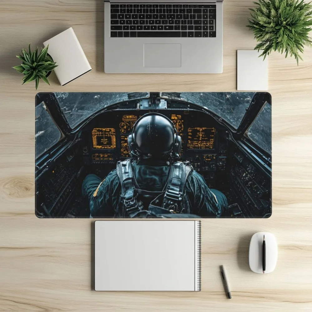 The base is made of anti-slip and durable material, and is decorated high-definition military cockpit design alfombrillas gaming
