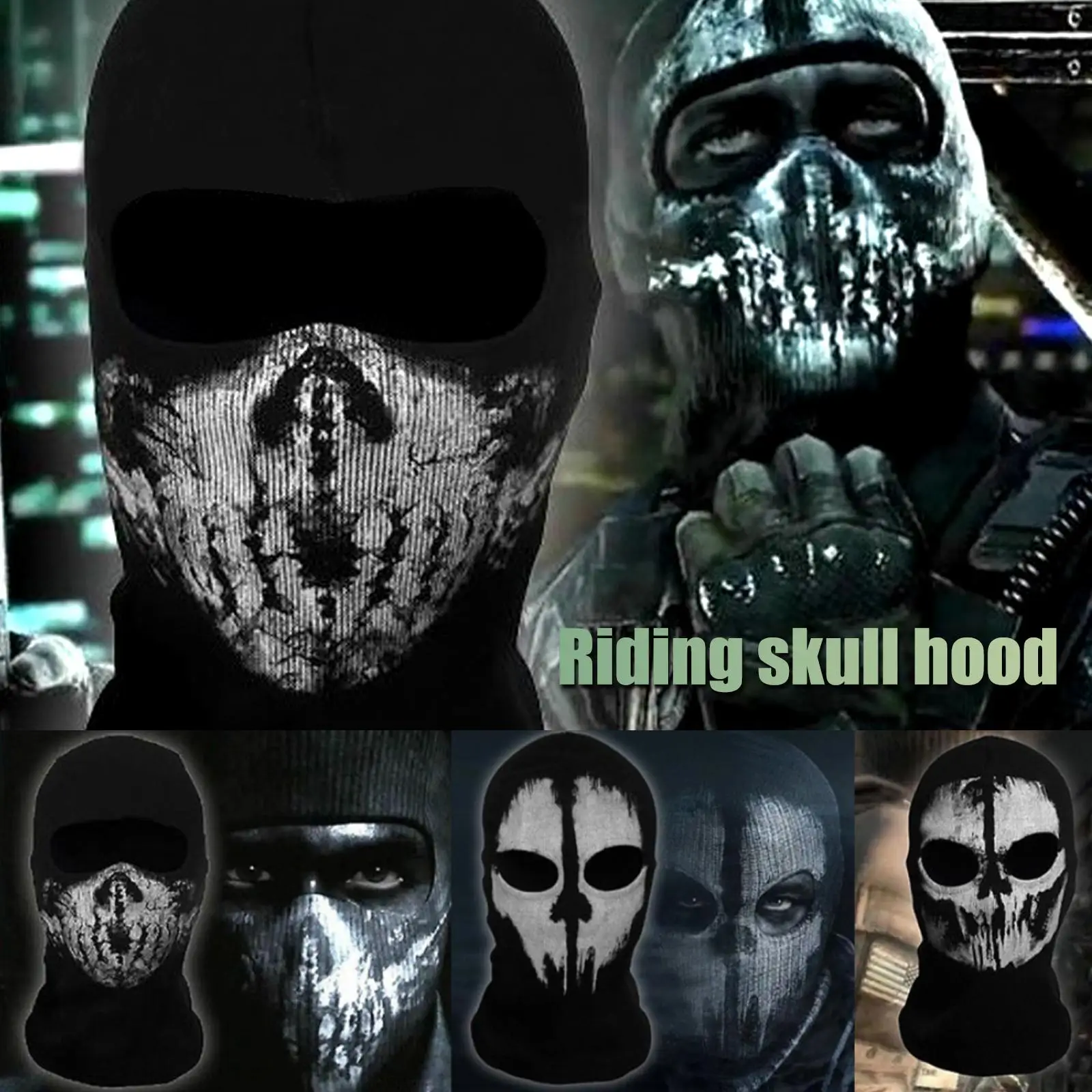 Motorrad Balaclava Schädel Druck Moto Volle Gesicht Maske Winddicht Skifahren Kopf Hals Wärmer Radfahren Biker Haube Männer Helm Liner – Detail 16