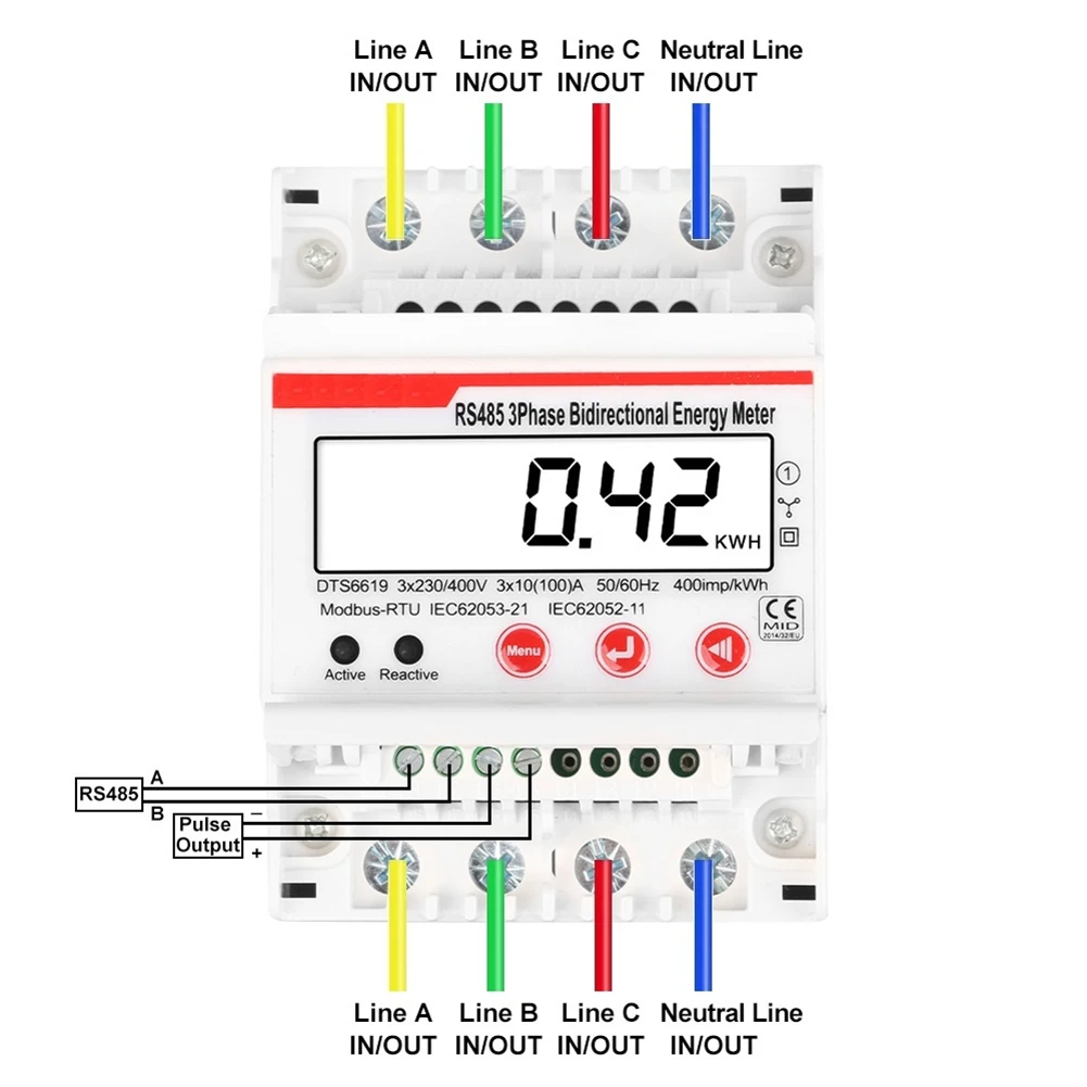 Gran Venta 828: Medidor De Energía Fotovoltaica Bidireccional Trifásico Rs485 Modbus Para Riel Din, Medidor De Kwh, Voltaje, Corriente, Potencia Y Frecuencia (Hz) — -59%, 53.23€ Coupon, from 36.99€ – 59% descuento – €36.99