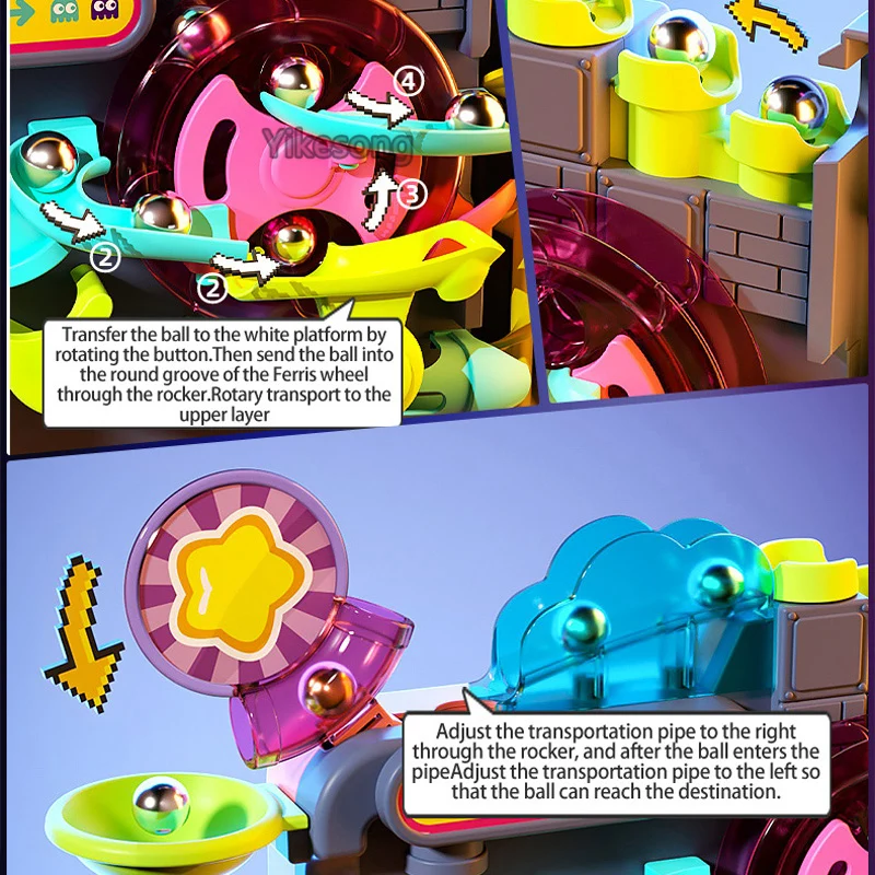 Juego de pista de aventura, modelo de bola rodante, juguetes educativos interactivos Montessori, animales cerebrales para niños, juguete de cohete espacial