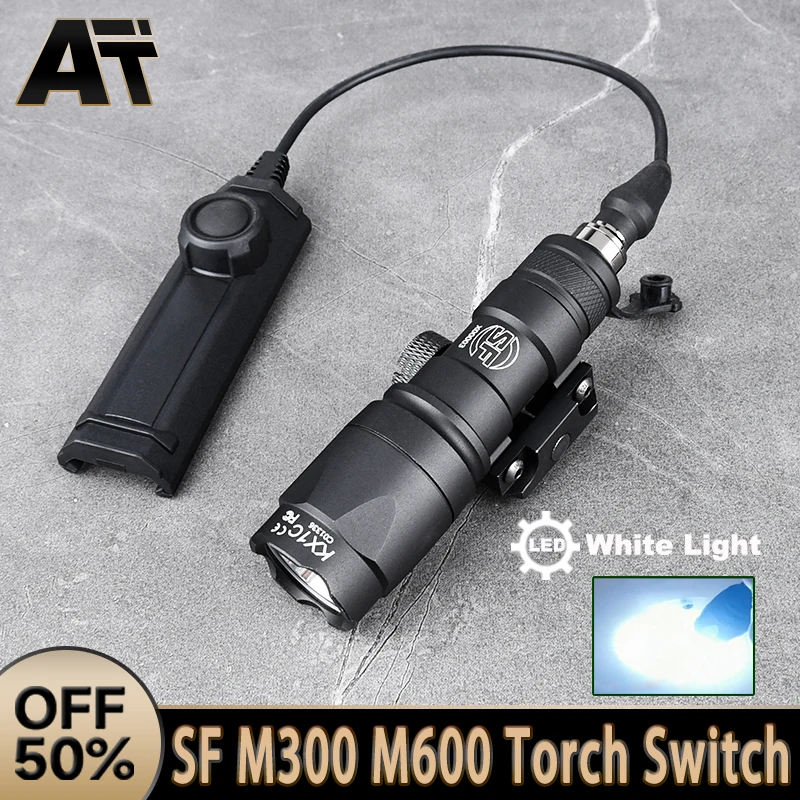 

WADSN SF M300 M600 Белый светодиодный фонарь Scout с двойным переключателем Тактический охотничий фонарик Кнопка Мощный прожектор Surefire