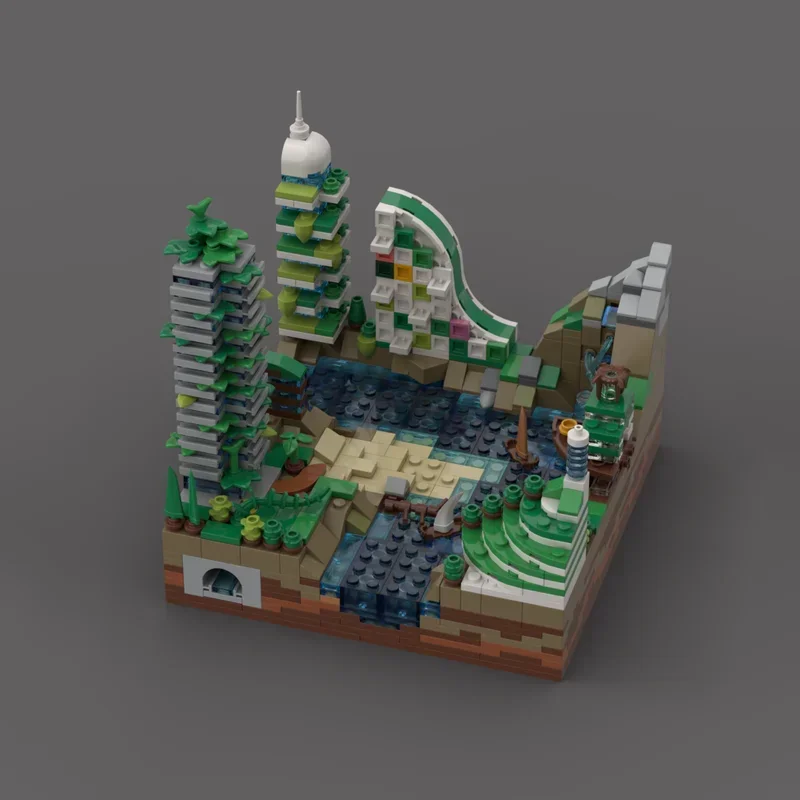 Stad Street View Model Moc Bouwstenen Micro Groene Stad Technologie Modulaire Blokken Geschenken Kerst Speelgoed DIY Sets Montage