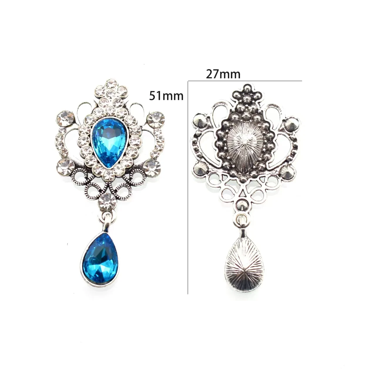 5pcs 51*27mm New Diamond-set Vintage Palace Style Flat Alloy Water Trop Treasure DIY Accessory Material image 2