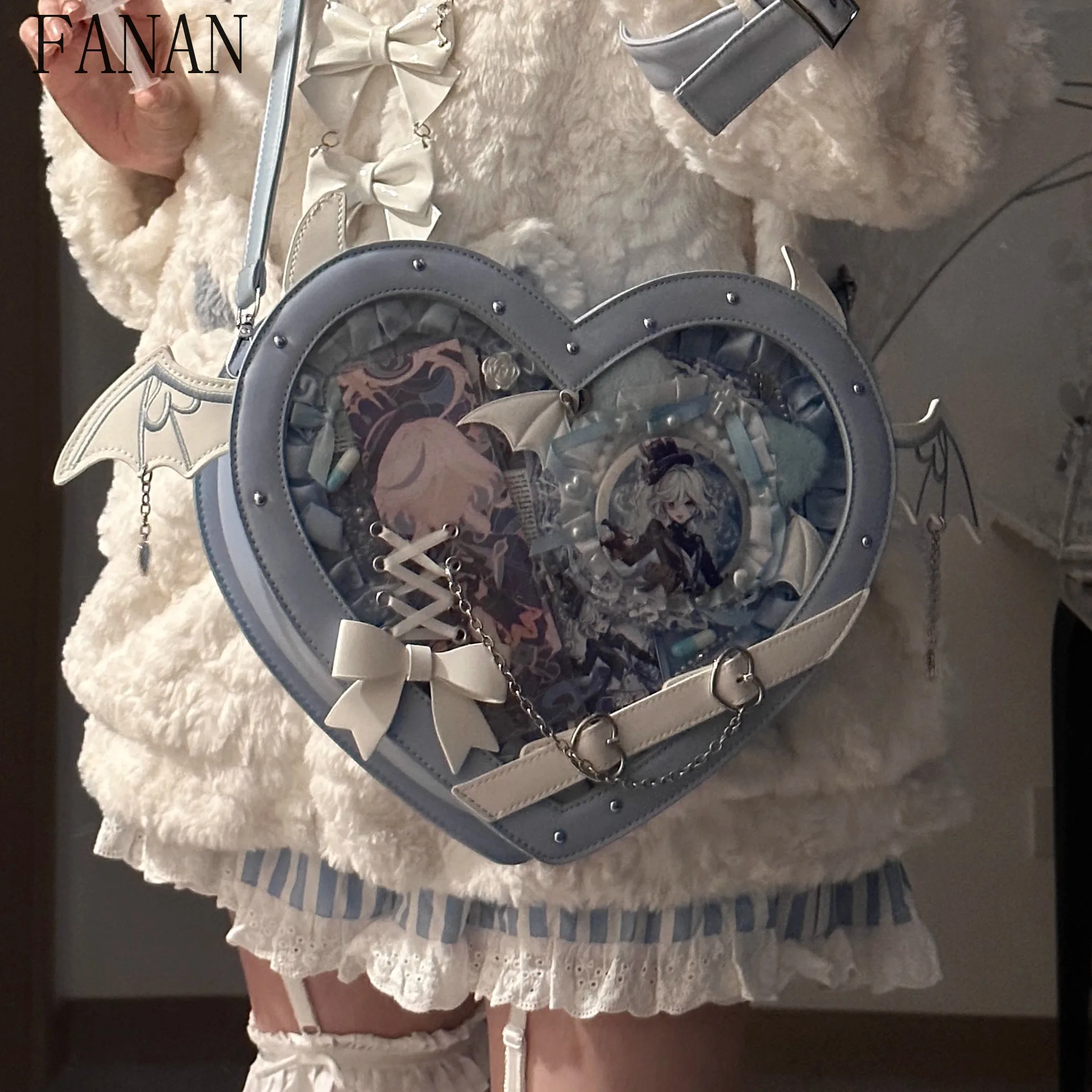 

Lolita Style Crossbody Bag Femme Love Large Appetite One Shoulder Bags Fashion Water Color Women's Handbags Sweet Cute
