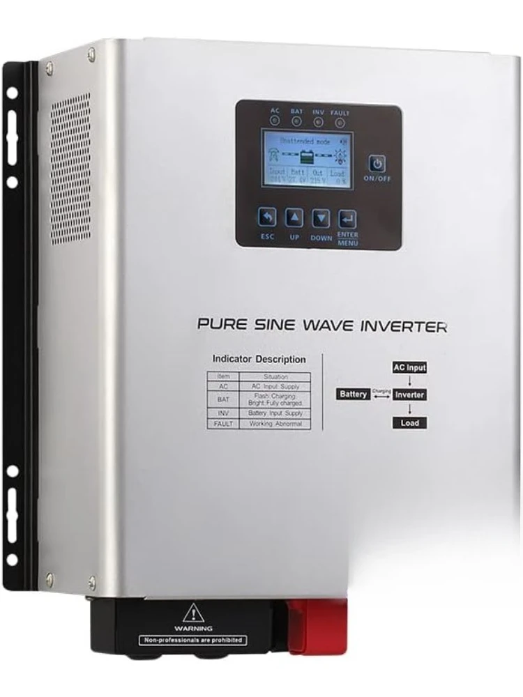 

1200W Pure Sine Wave Inverter with AC Charger, DC 12V to AC 120V Output,UPS Backup Power Low Frequency Inverter for Lithium, Sea