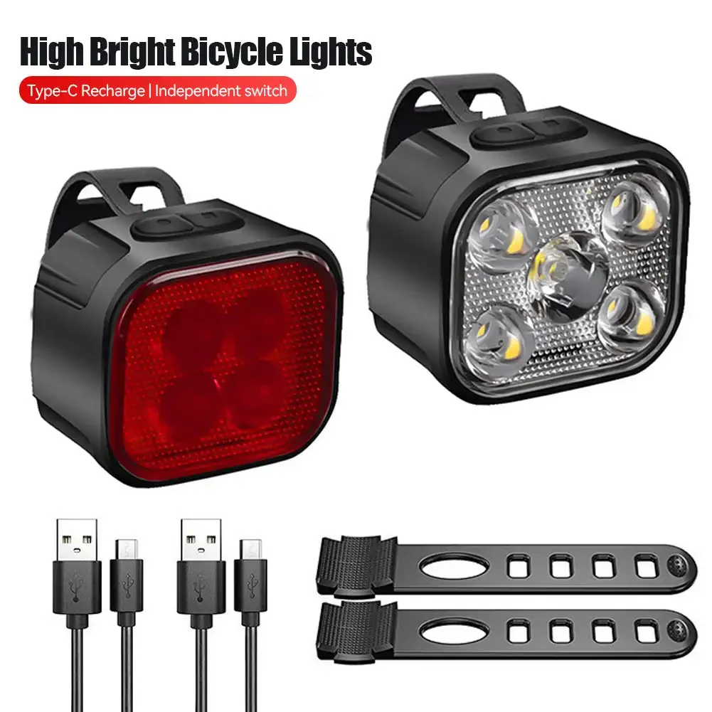 Bicycle Lights High Bright Cycling Lamp Front and Rear USB Rechargeable MTB Bike Headlight Taillight Waterproof Lantern Lighting